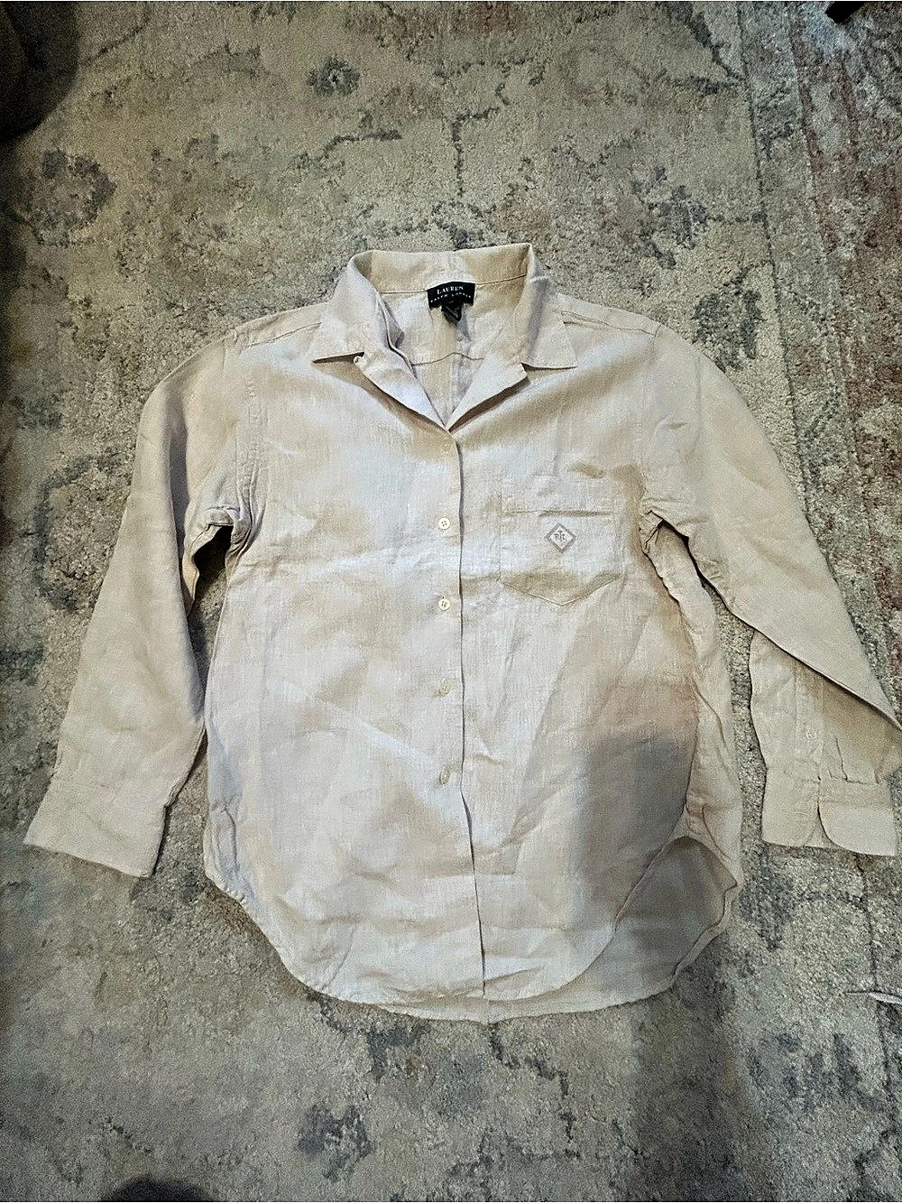 Lauren Ralph Lauren Linen Button Down Shirt Size 12